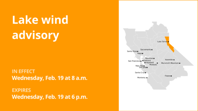 Lake Wind Advisory für den Großraum Lake Tahoe und das Großraum Lake Tahoe für Mittwoch

