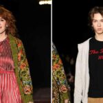 Molly Ringwald und ihr römischer Sohn stolz zusammen auf der Strecke zusammen in NYFW