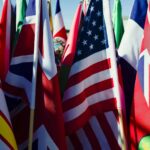 Various international flags.