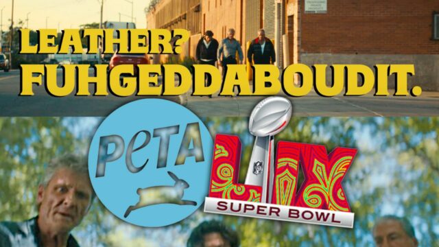 PETA taps 'empfindliche Mobster', um Leder zu schlagen, Wolle in Super Bowl -Anzeigen

