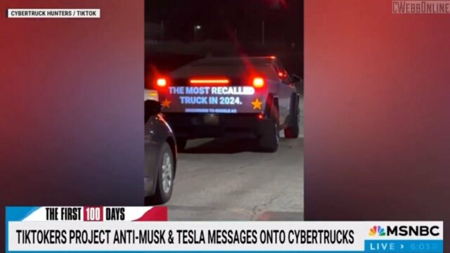 Tiktkers "Hunt" Tesla CyberTrucks, um Anti-Musc-Nachrichten auf der Heckklappe zu projizieren | Video

