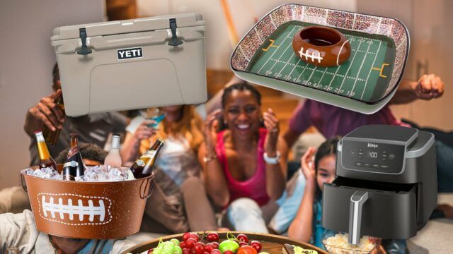 Super Bowl -Partyzubehör: Platten, Tassen und Kühler

