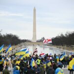 Ukraine -Supporter Rallye in Washington DC vor dem dritten Jahrestag des Krieges