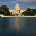 US Capitol building and body of water in Washington DC.